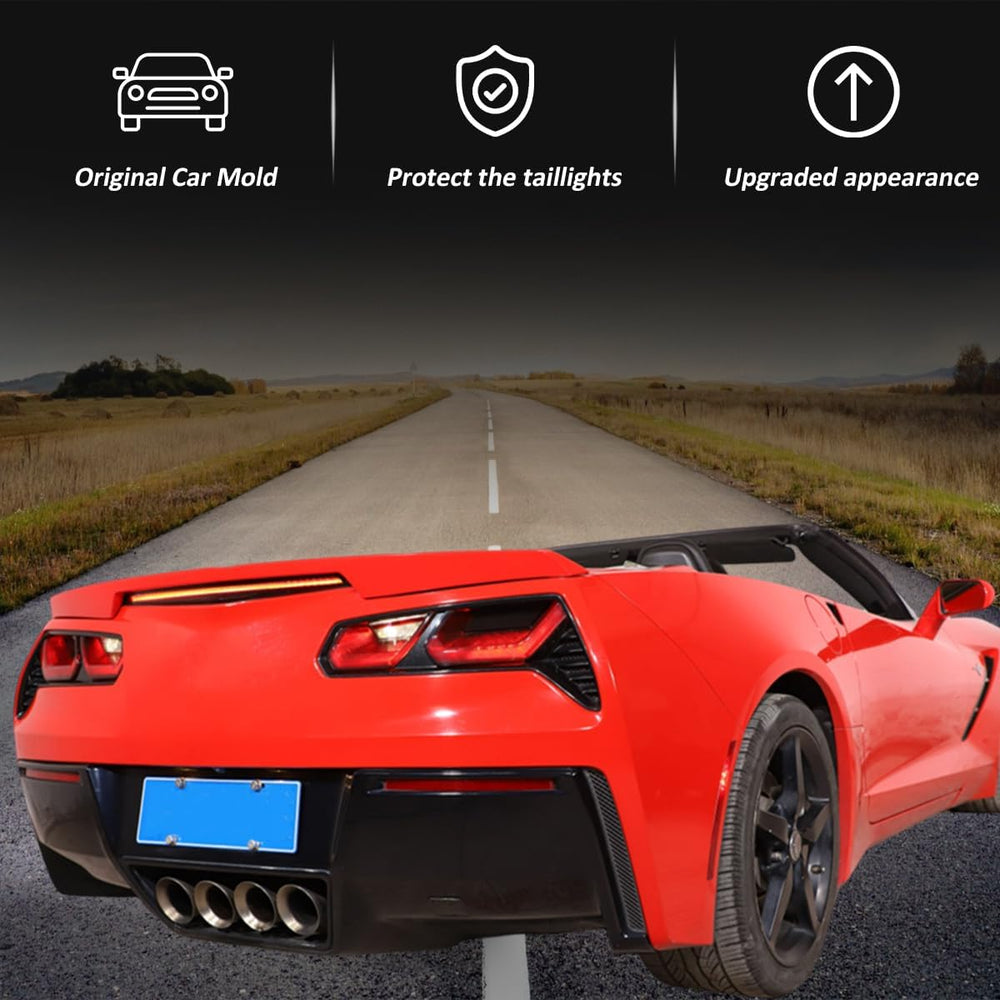 ABS Black Rear Tail Light Lens Taillight Kit Fit For Chevrolet Corvette C7 20...