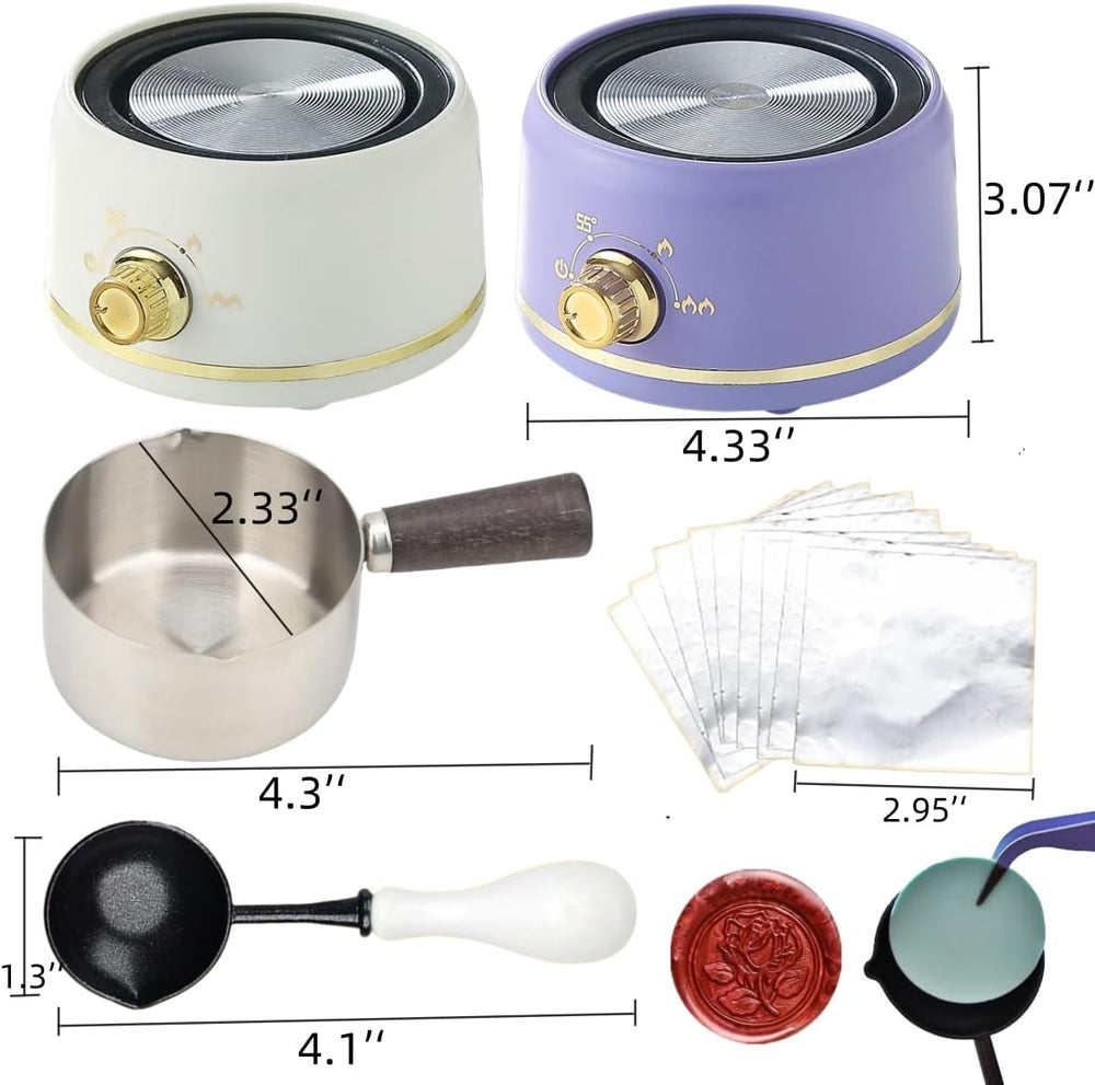 Sealing Wax Warmer Electric with 300Pcs Purple Waxseal Beads, a 80ml Large Sp...