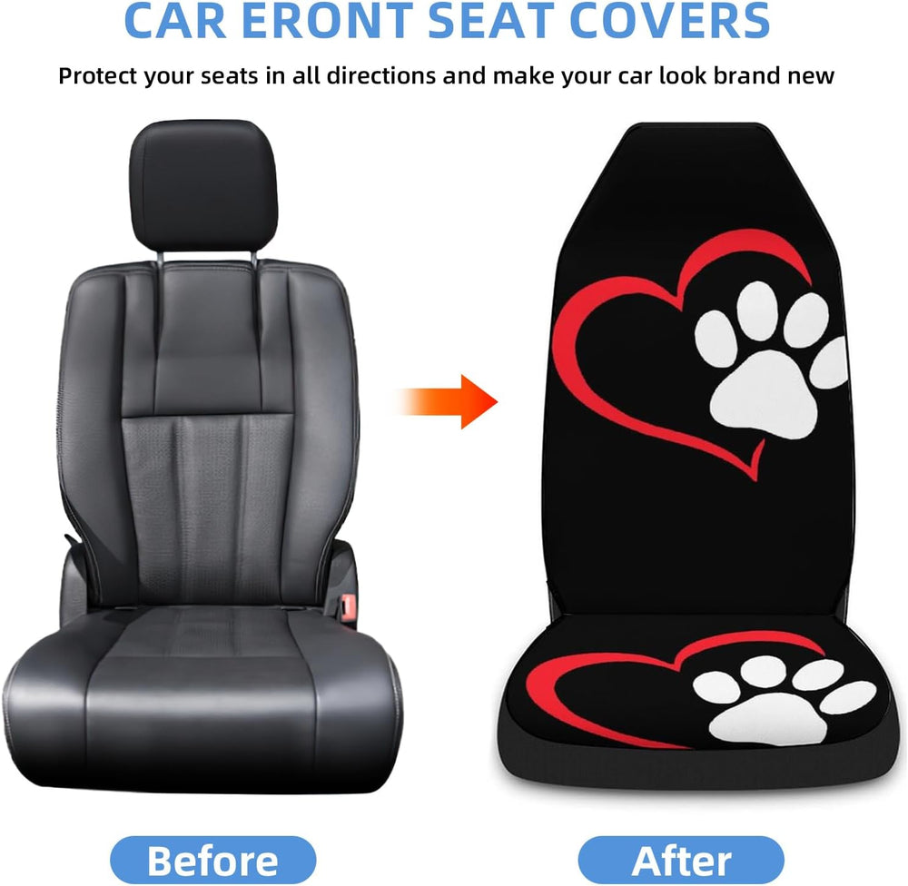 5 Pcs Premium Heart-Shaped Paw Print Car Seat Cover, Breathable & Washabl...