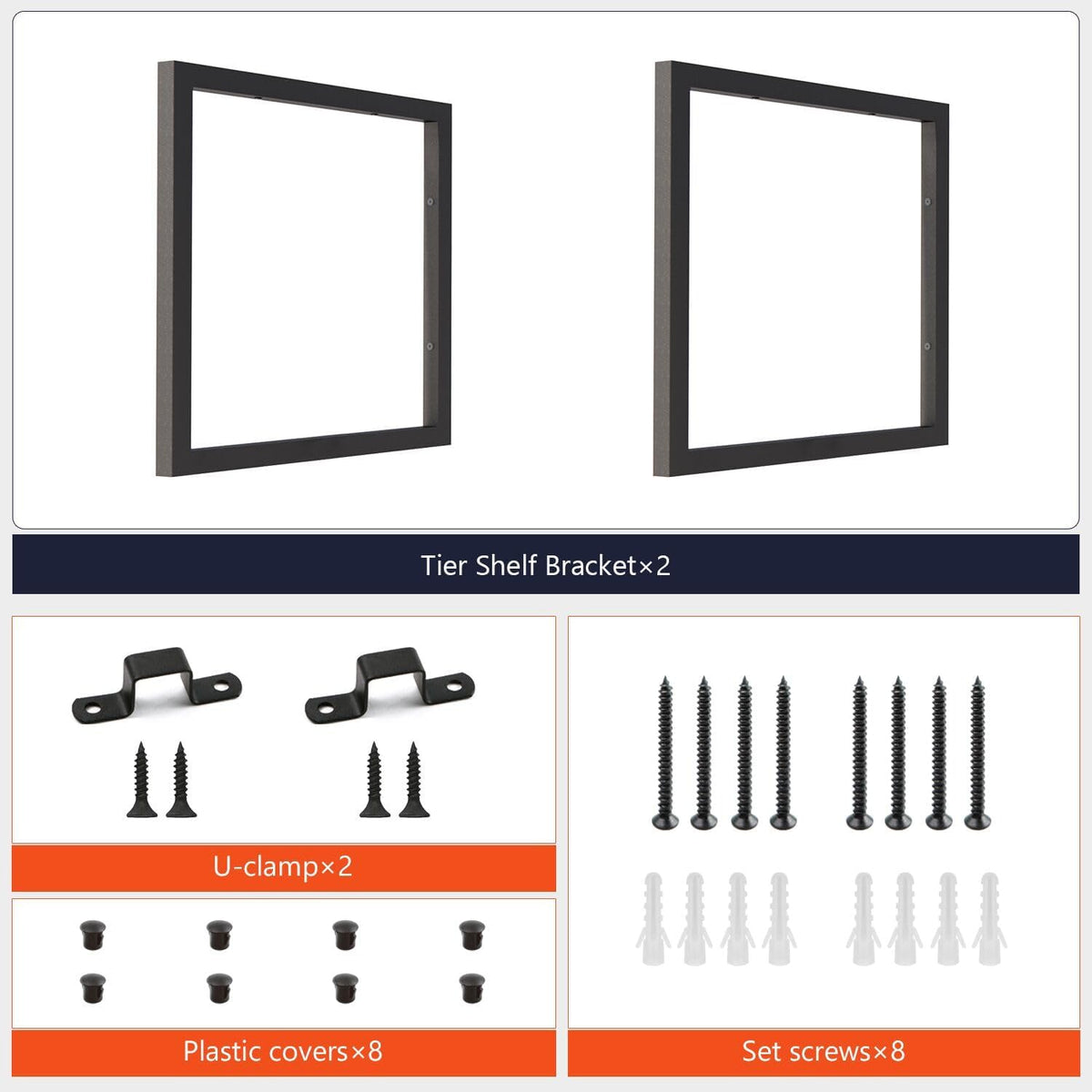 1-Tier Square Shelf Bracket,Wall & Ceiling Mount, 2 Pack