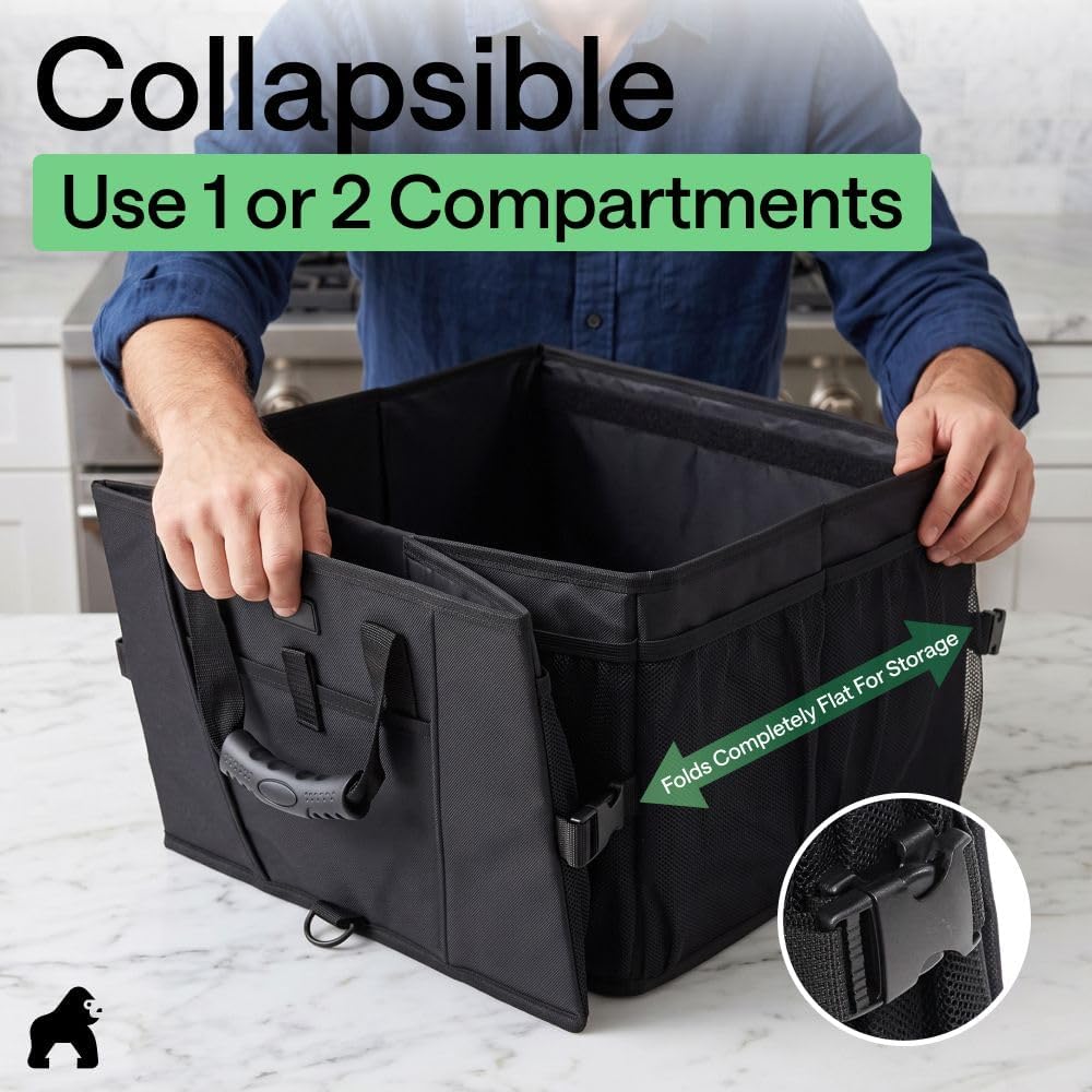 GORILLA GRIP Trunk Organizer for SUV and Cars, Large Capacity Black
