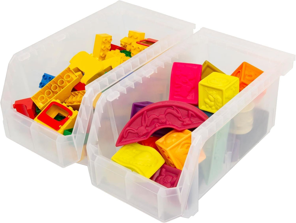 Large Stackable Plastic Storage Bins, 6-Pack, Clear