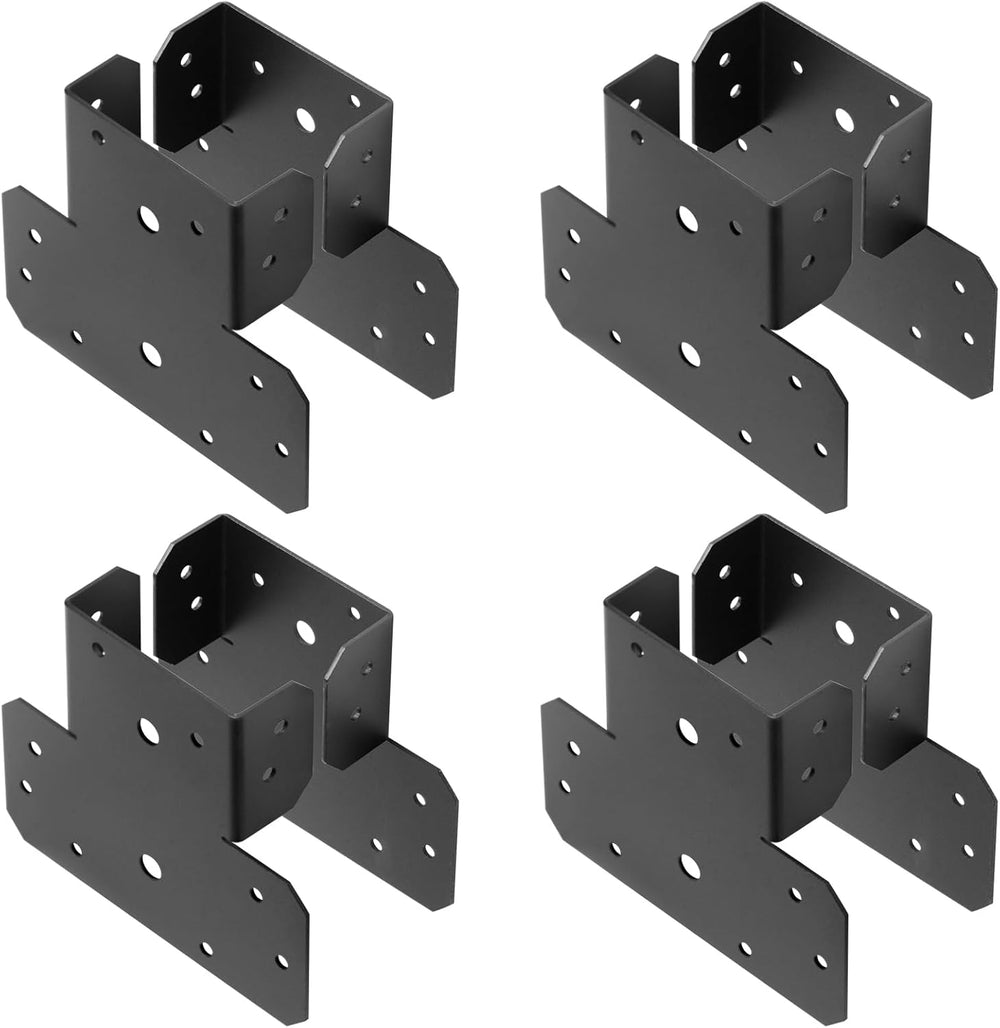 8 Pcs 4x4 Black T Shape Post and Beam Connector, Pergola Post Cap Bracket