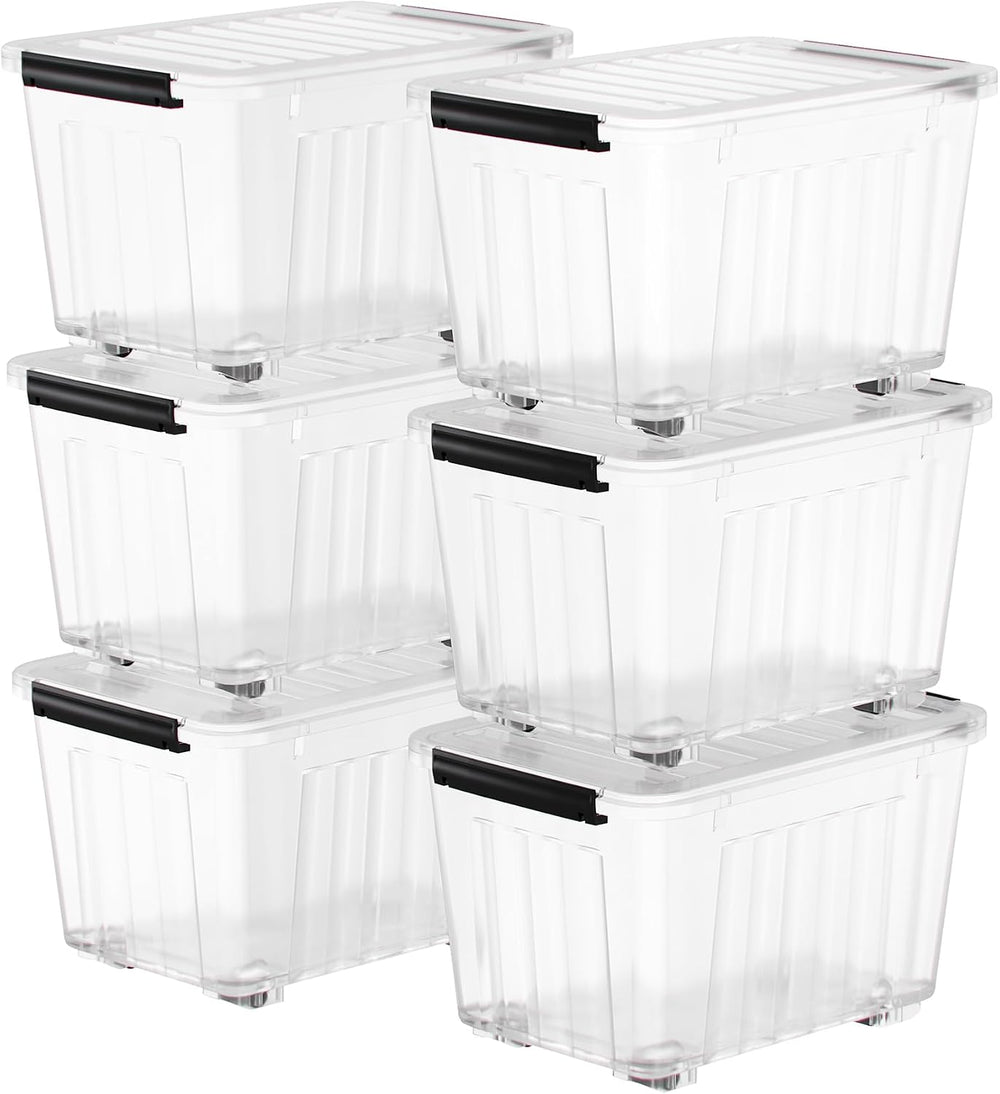 Nazhura 72 Quart Plastic Storage Bin, Stackable and Nestable Storage Boxes wi...