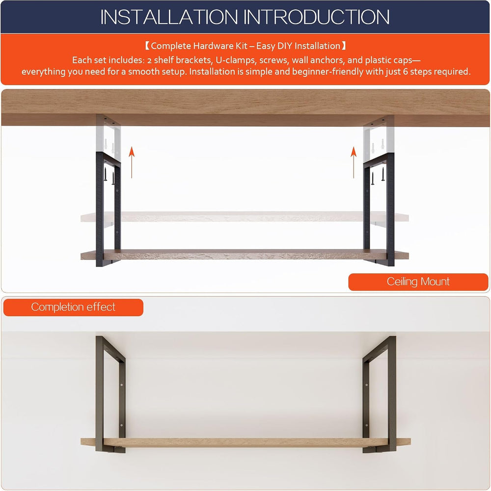 3-Tier Square Shelf Bracket, Wall & Ceiling Mount, 3 Pack