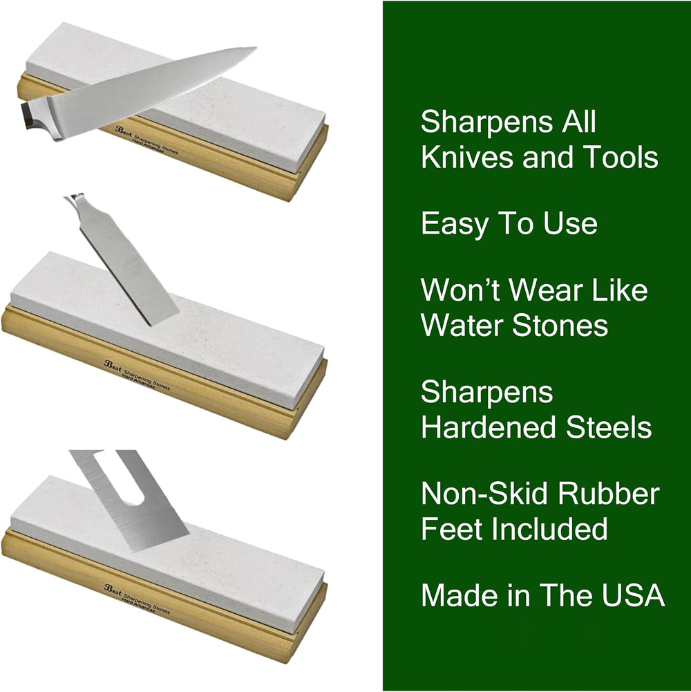Arkansas Sharpening Stone Set - Wood Mounted 10"