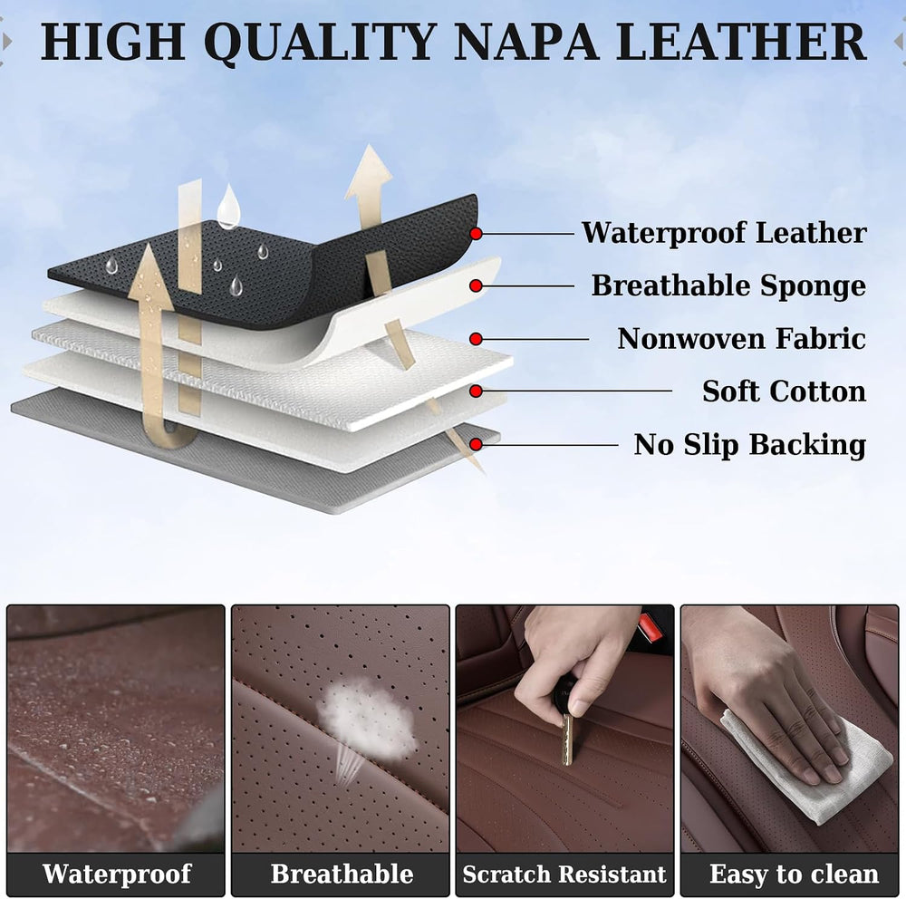 Coverado Front and Back Car Seat Covers, Leather Seat Cover for Cars, Automot...