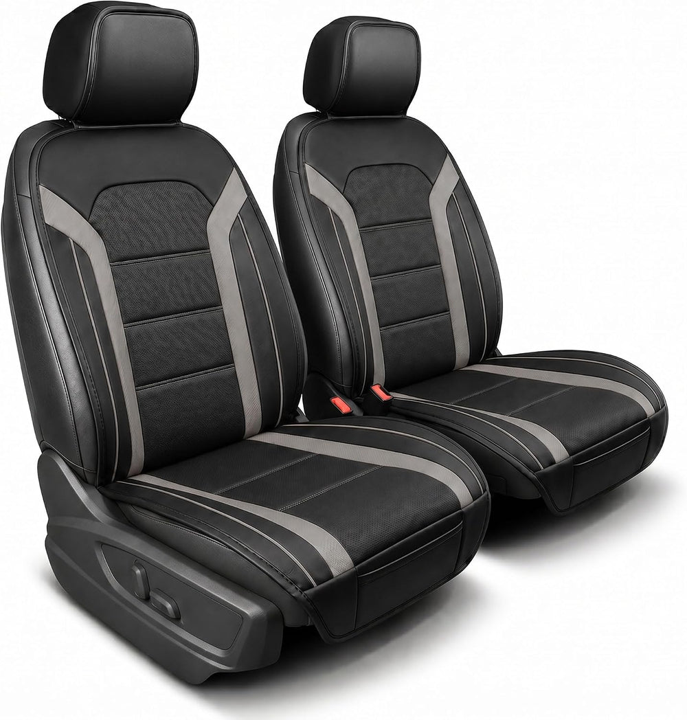 FH Group Front Set Faux Leather Car Seat Covers Cushions for Low Back Seat, U...