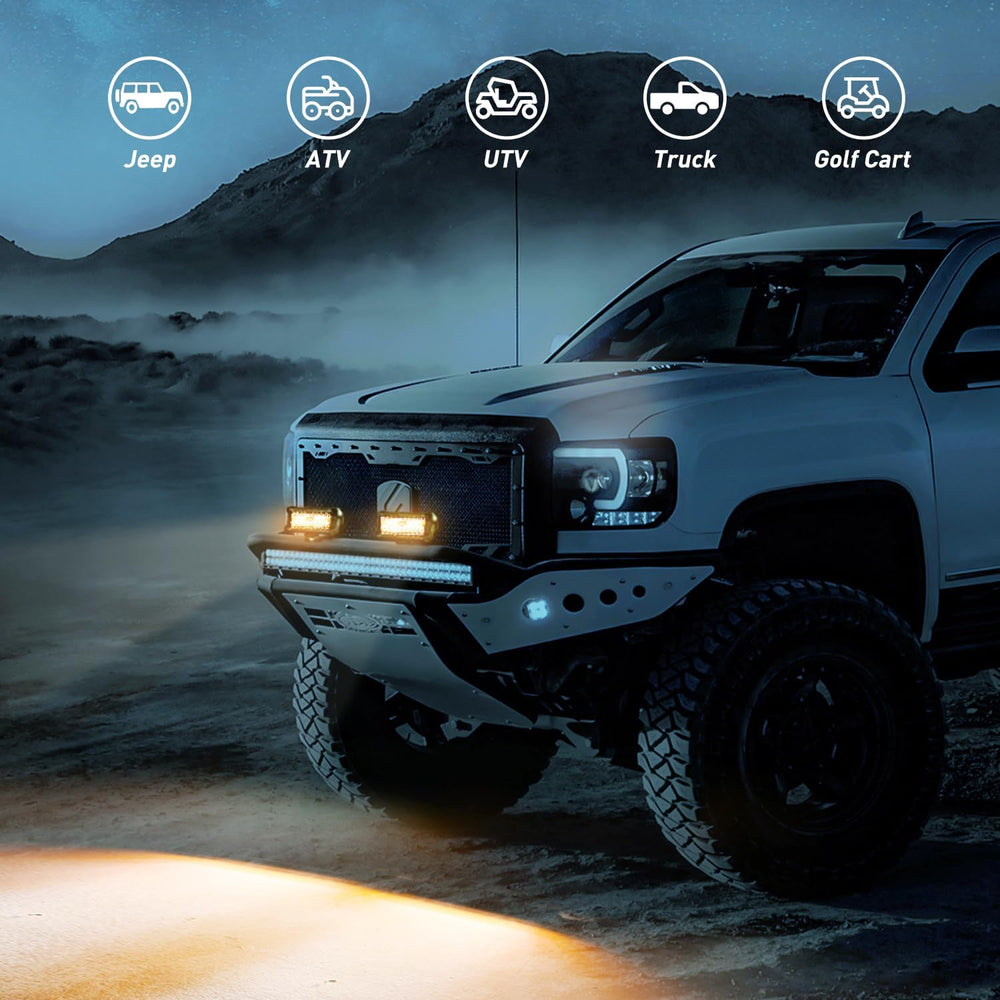 Nilight 6.5Inch Off-Road LED Light Bar White Amber 3 Lighting Modes