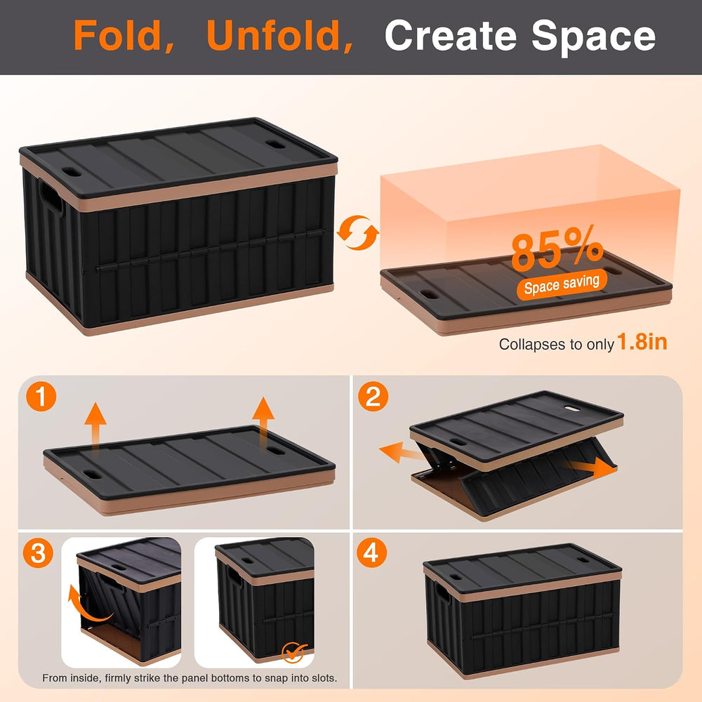 Citylife 2PC 64L Collapsible Storage Bins with Lids, Collapsible bins