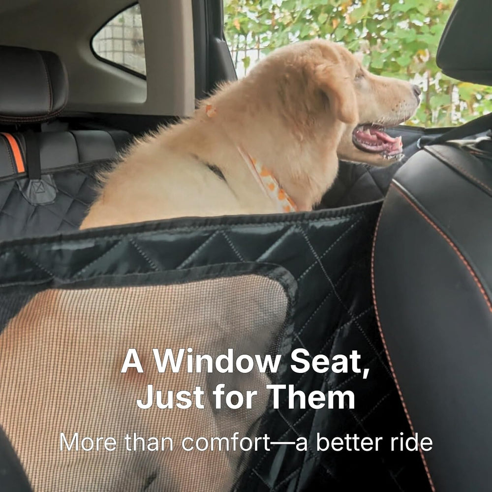 Waterproof Dog Car Hammock for Back Seat with Door Protection, Black