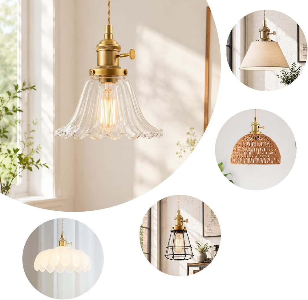 Pendant Light Kit 2 Packs,E26 Hanging Pendant Lamp Base, Braided Twisted Cord...