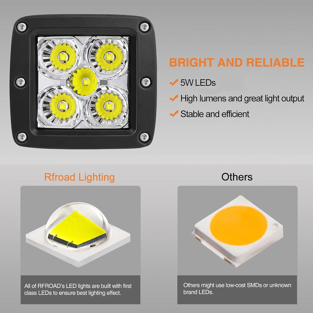 LED Pods, RFROAD LIGHTING 2pcs 3" 100W Super Bright LED Driving Lights L...