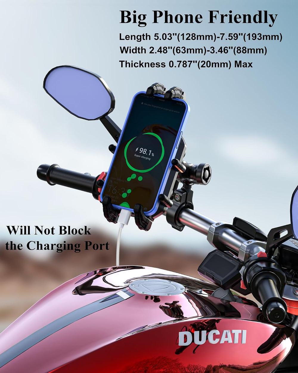 BRCOVAN Anti-Theft Motorcycle Phone Mount Holder with Vibration Dampener