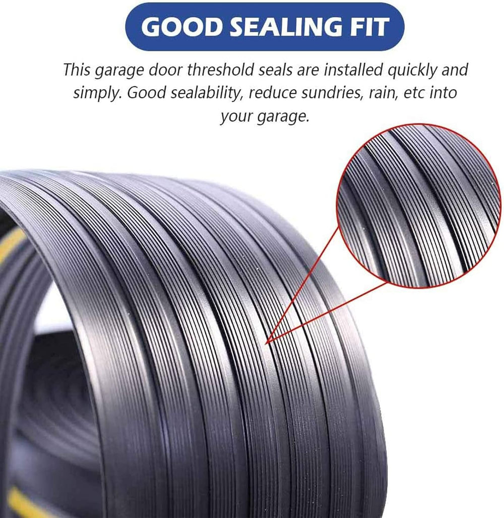 10Ft/3M Universal Garage Door Rubber Threshold Strip with 300ml Black Adhesiv...