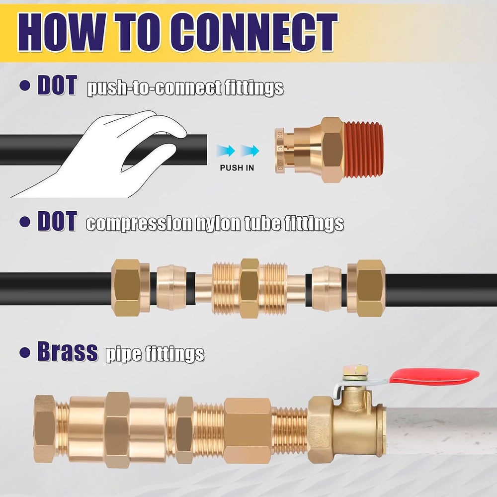 200 Pcs Brass DOT Air Brake Line & Compression Fittings Kit