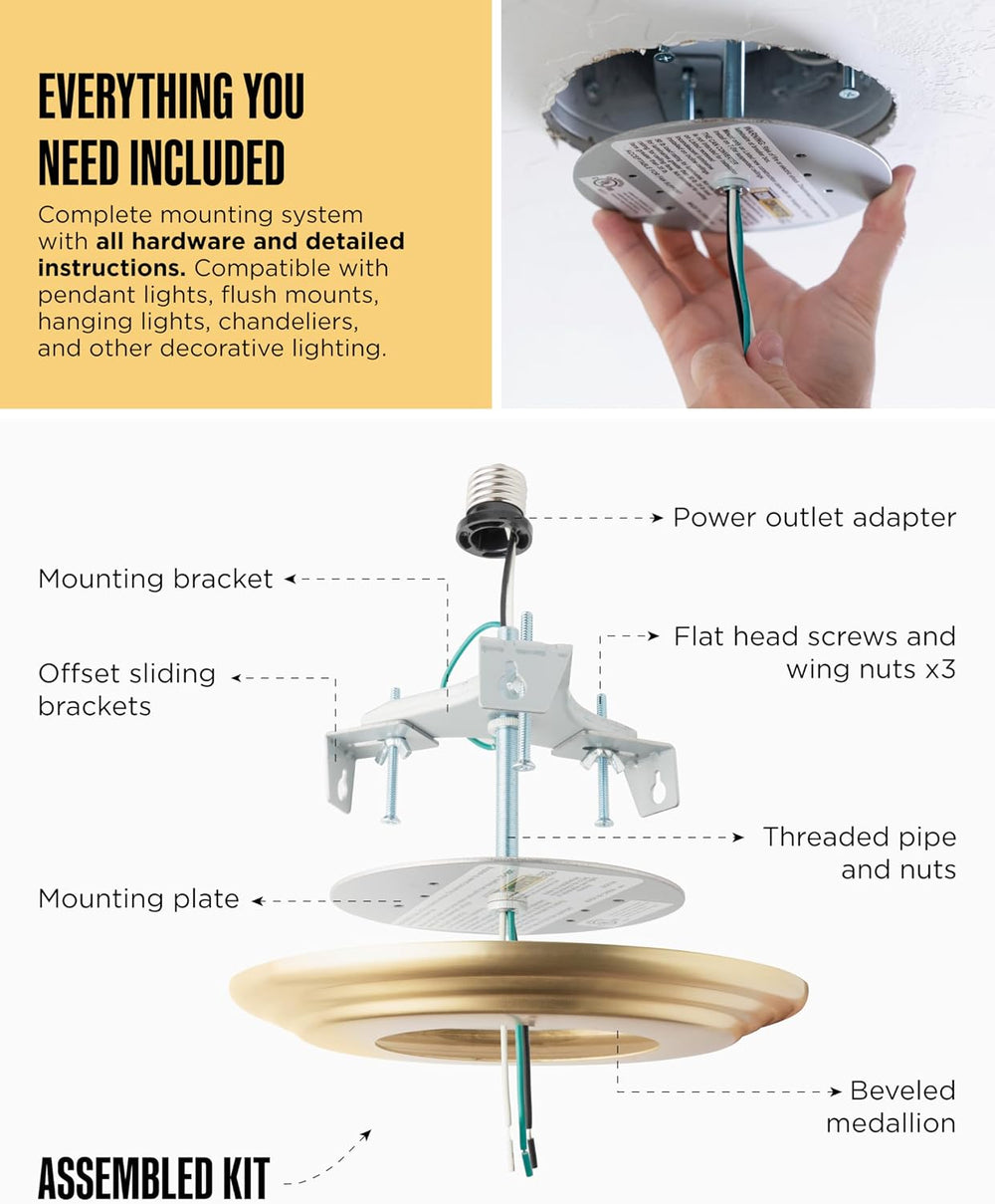 R56 Recessed Can Light Conversion Kit w/ 7"¾ Beveled Ceiling Medallion -...