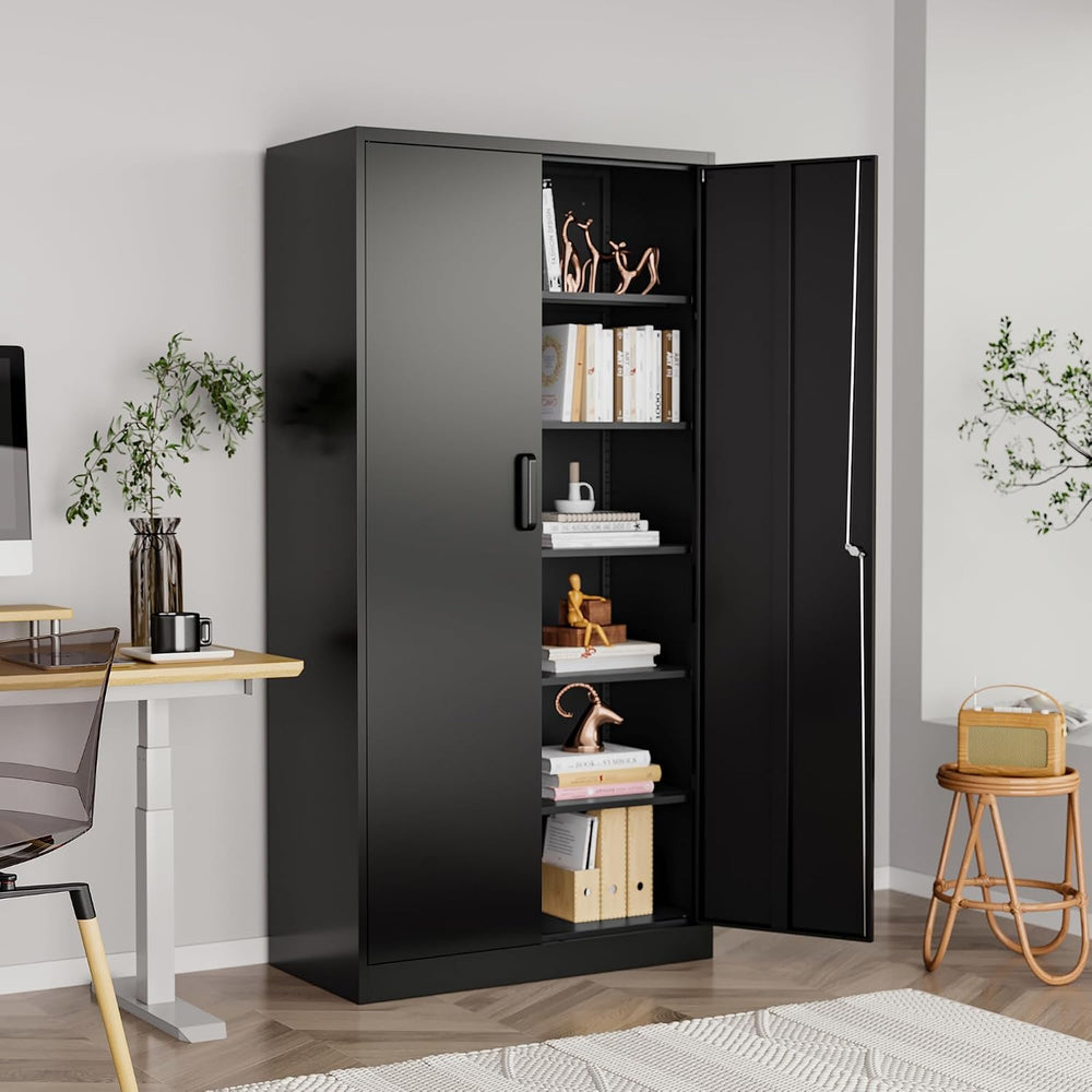 72"H Metal Storage Cabinets, Tall Locking Garage Cabinet with 2 Doors an...