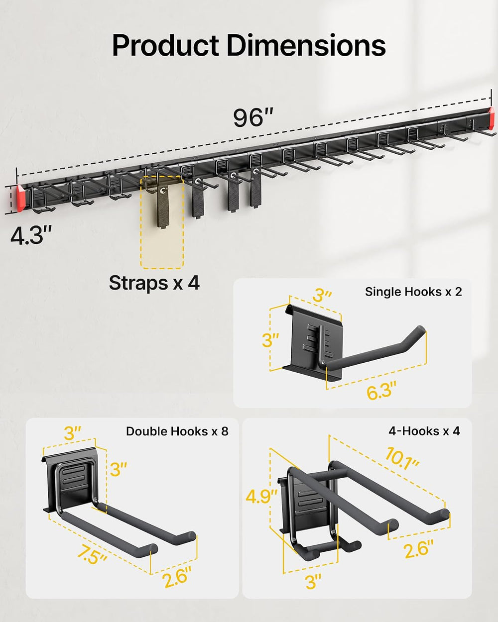 monTEK 96" Garage Tool Organizer Wall Mount, 925 LBS Heavy Duty Tool Rack