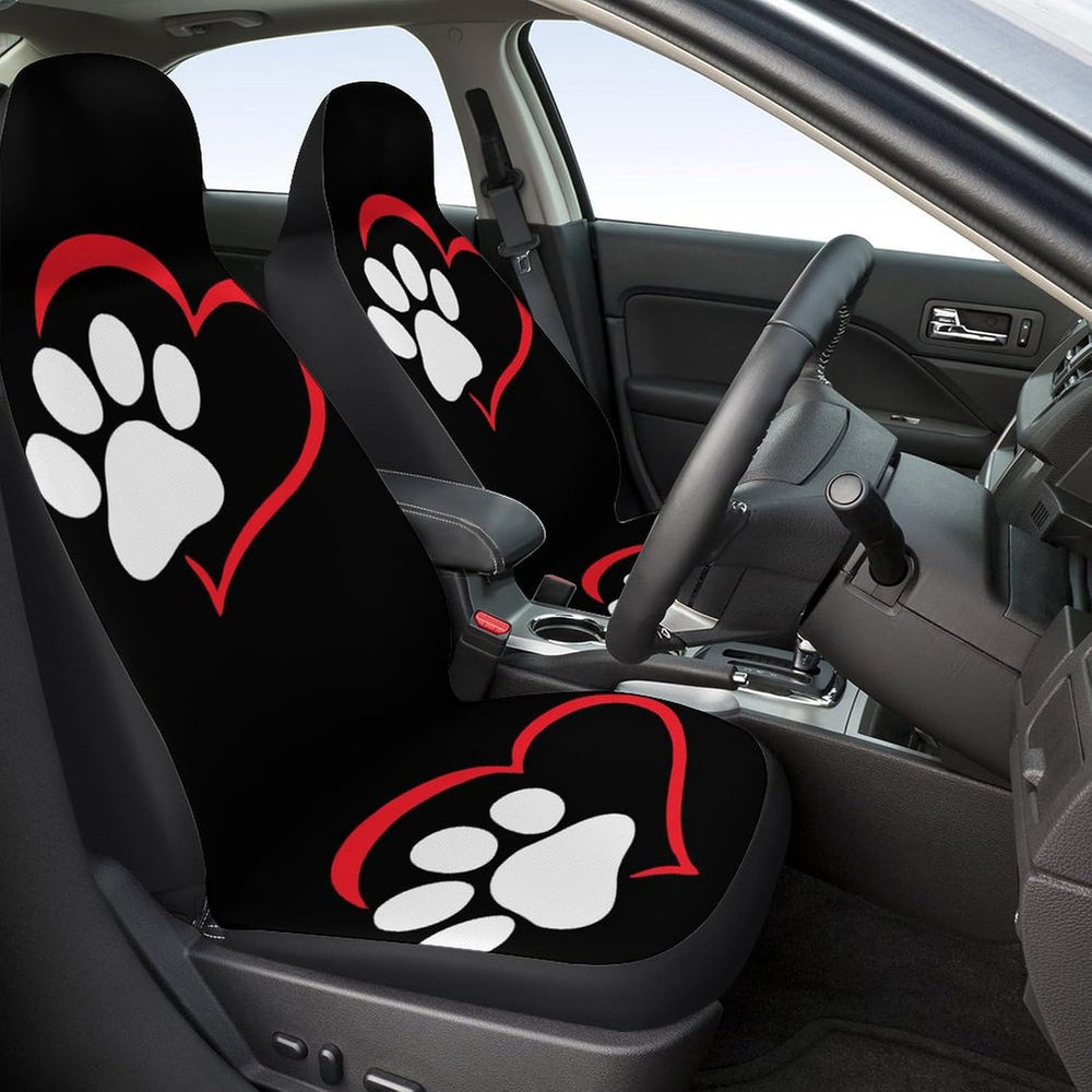 5 Pcs Premium Heart-Shaped Paw Print Car Seat Cover, Breathable & Washabl...