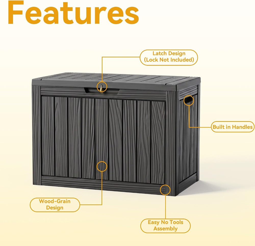 60 Gallon Outdoor Storage Box, Waterproof Deck Box, Black