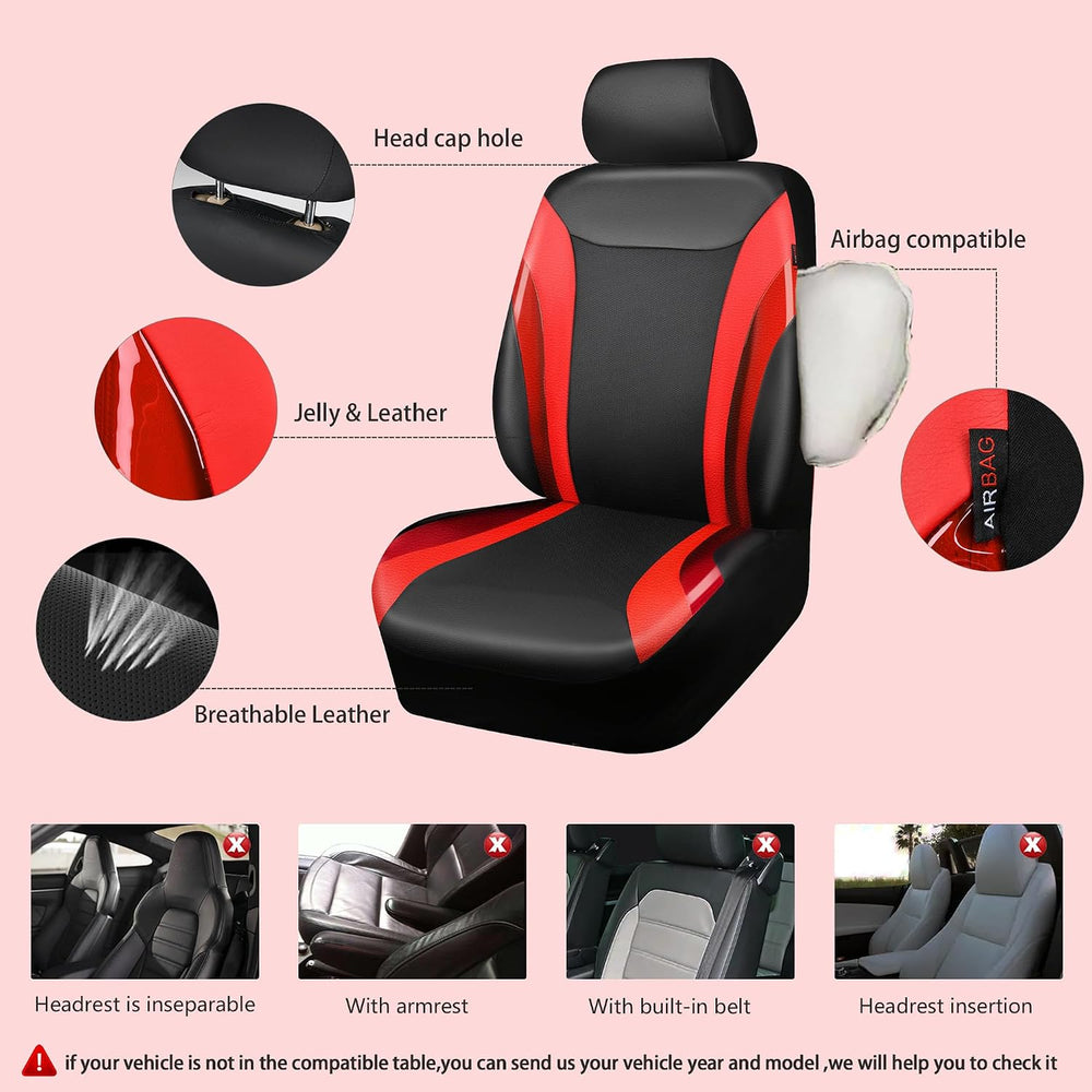 Jelly Leather Car Seat Covers Full Set,Waterproof Automotive Seat Covers for ...