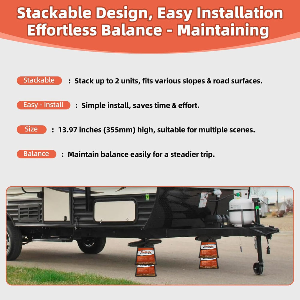 Trailer Jack Block, RV Leveling Blocks, 6000 lbs Capacity, Set of 4, Polyprop...