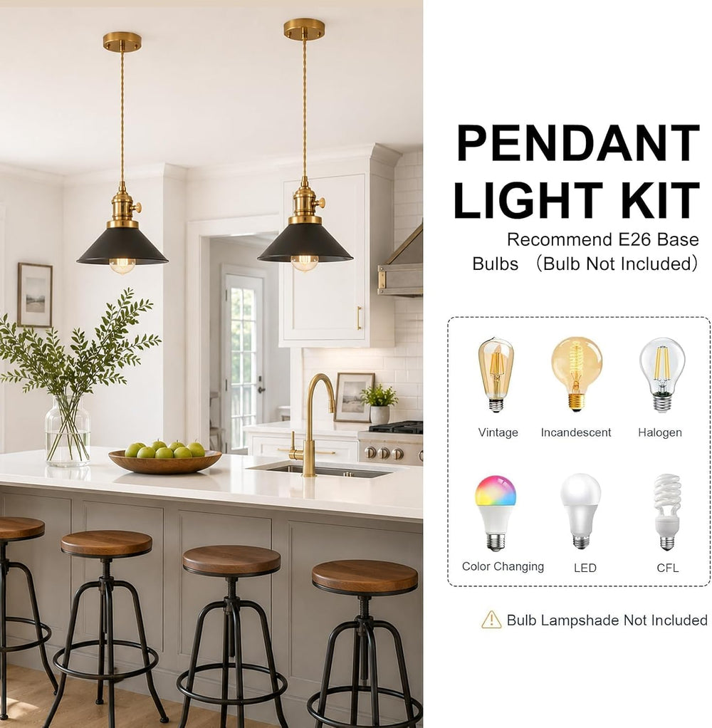 Pendant Light Kit 2 Packs,E26 Hanging Pendant Lamp Base, Braided Twisted Cord...