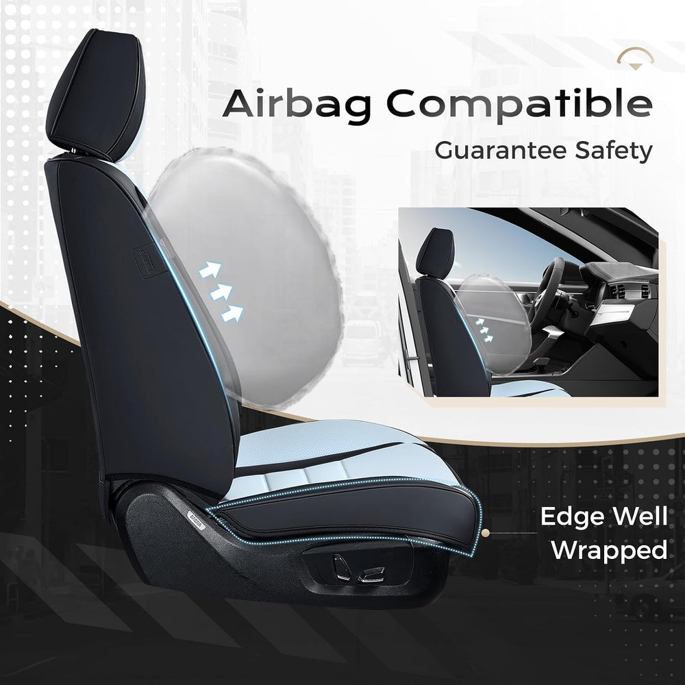 Coverado Car Seat Covers Full Set, Nappa Leather Seat Covers for Cars, Car Se...