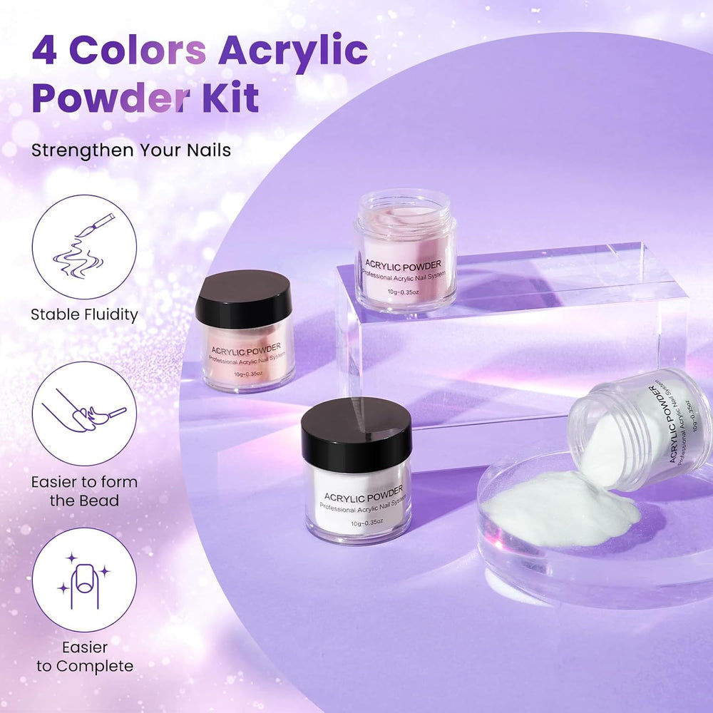 Acrylic Nail Kit for Beginners with Everything in Storage Bag, Bling Purple