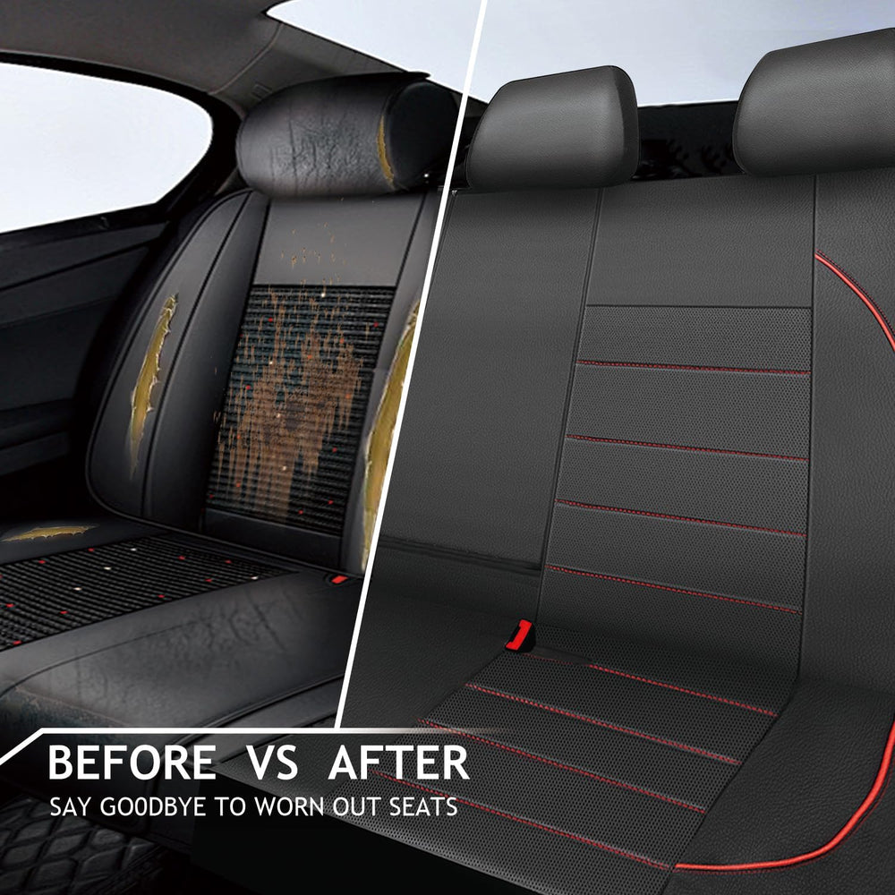 CAR PASS Leather Back Seat Cover,Piping Waterproof Bench Seat Cover, Rear Sea...