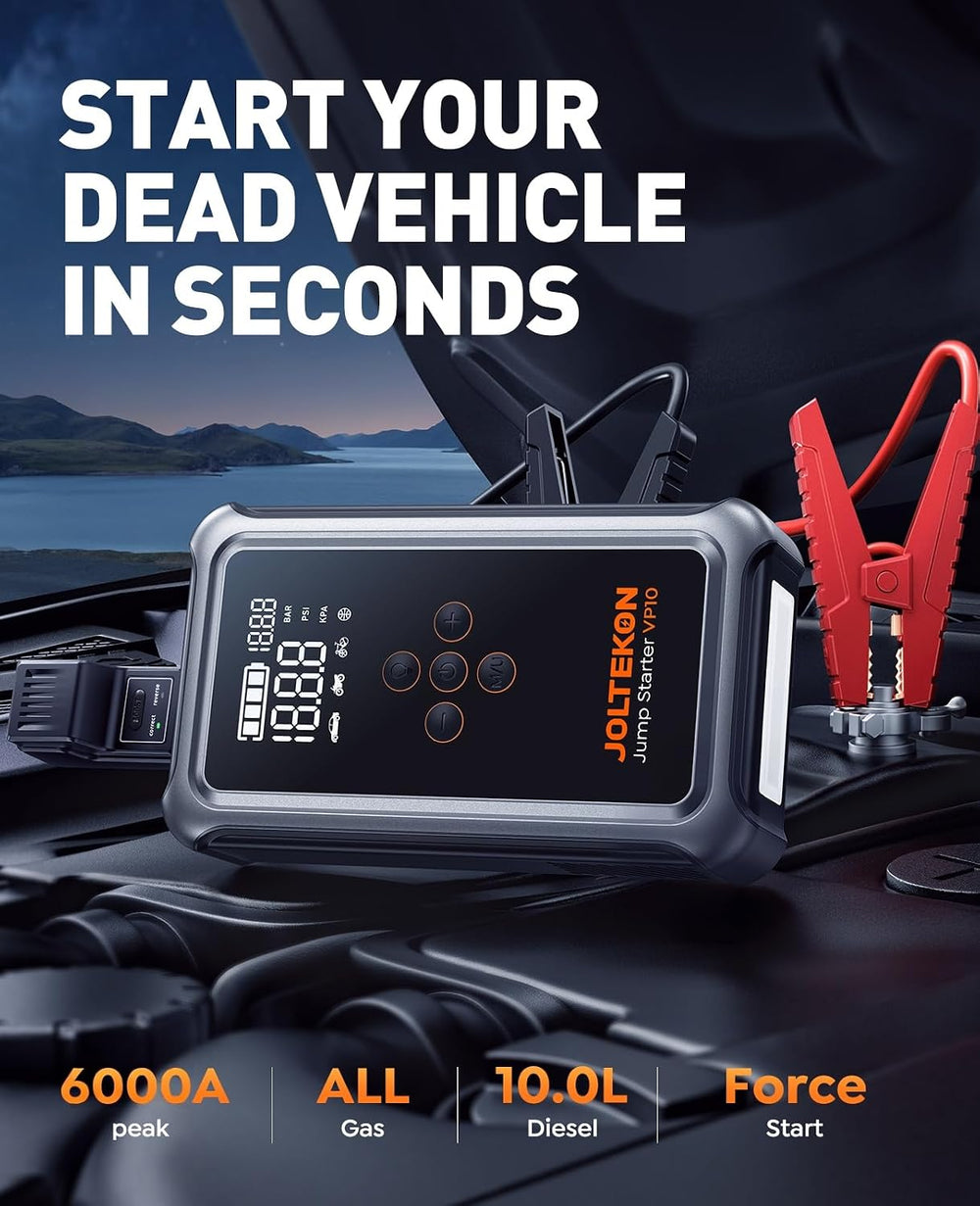 Car Battery Jump Starter with Air Compressor 6000A 150PSI, Car Jumper Starter...