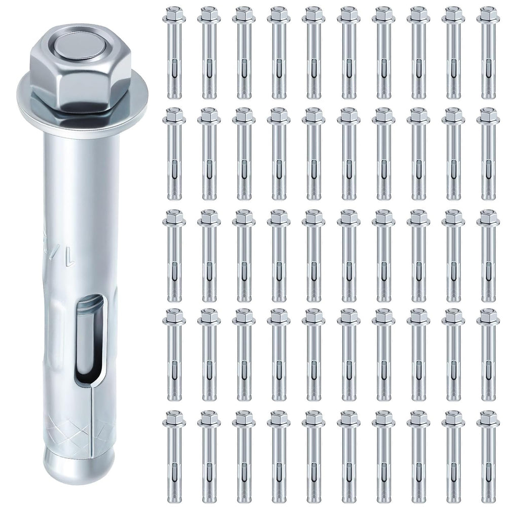 50 Pack 1/2 x 3'' Sleeve Anchors for Concrete