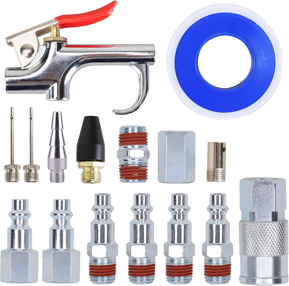 18 Pieces Air Compressor Accessories kit, 1/4 in x 25 ft Recoil Poly Air Comp...