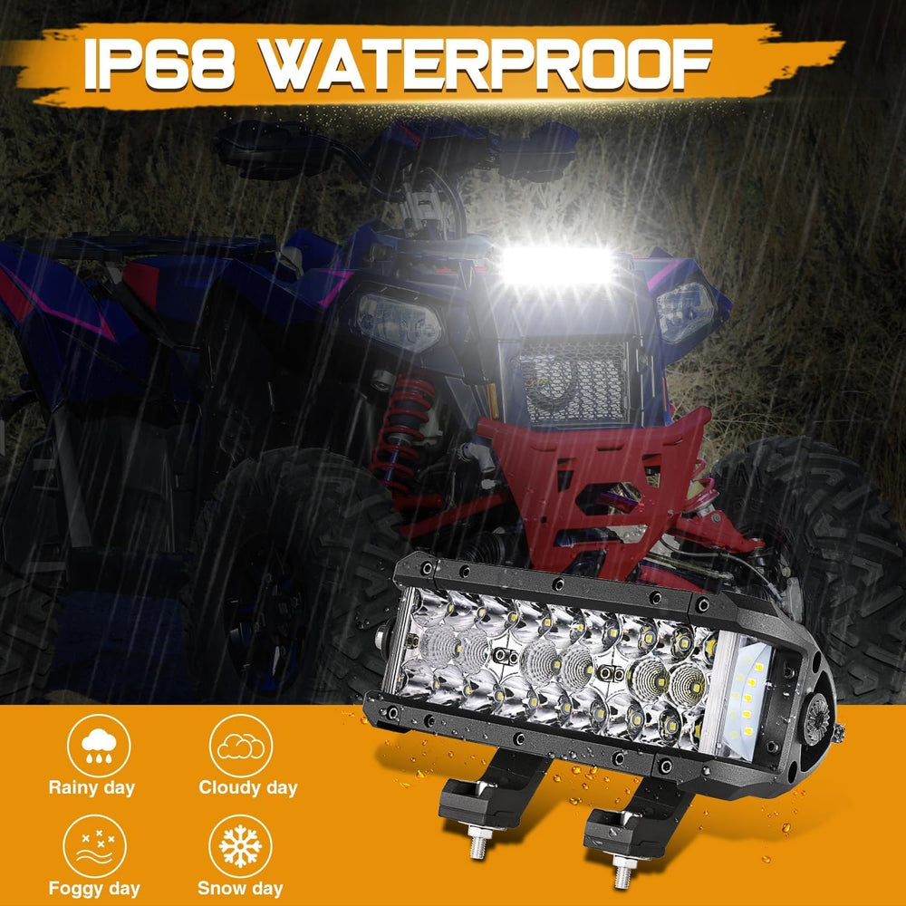 LED Light Bar, 8 Inch 102W Triple Row Side Shooter LED Pods Off Road Spot Flo...