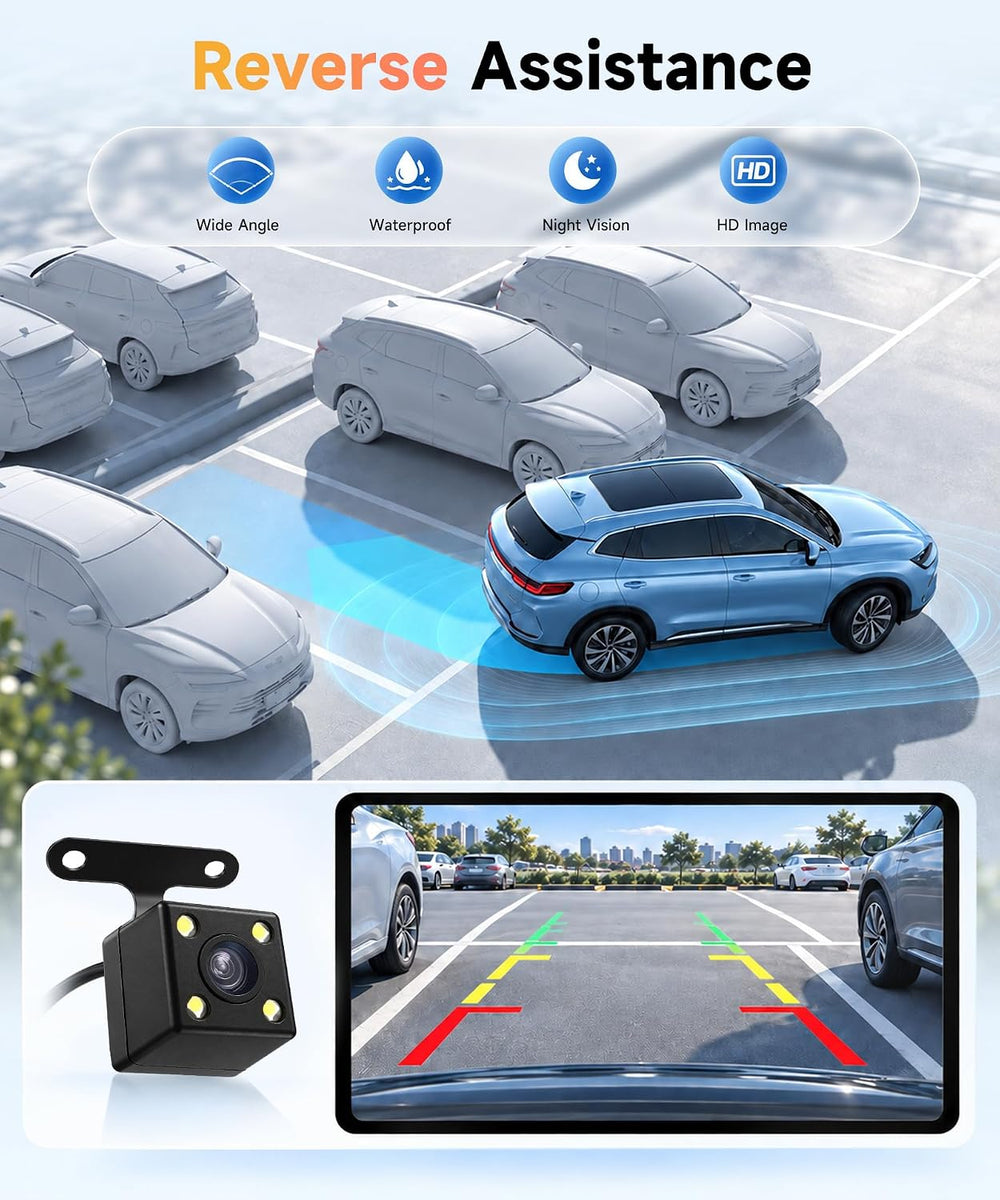 4 Channel 360° Dash Cam, FHD 1080P Dash Camera Front Rear Left Right Inside