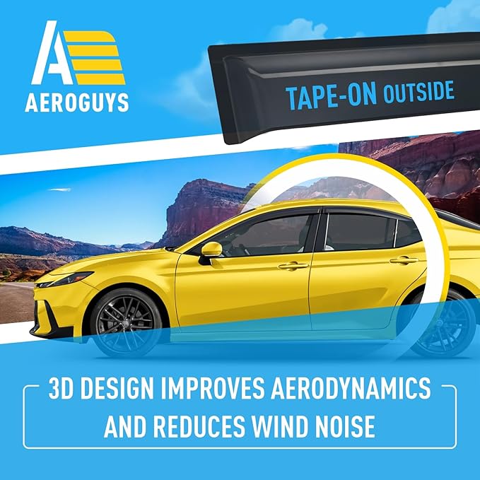 Extra Durable Window Deflectors Tape-On Window Visors Rain Guards Fit (4 pcs)
