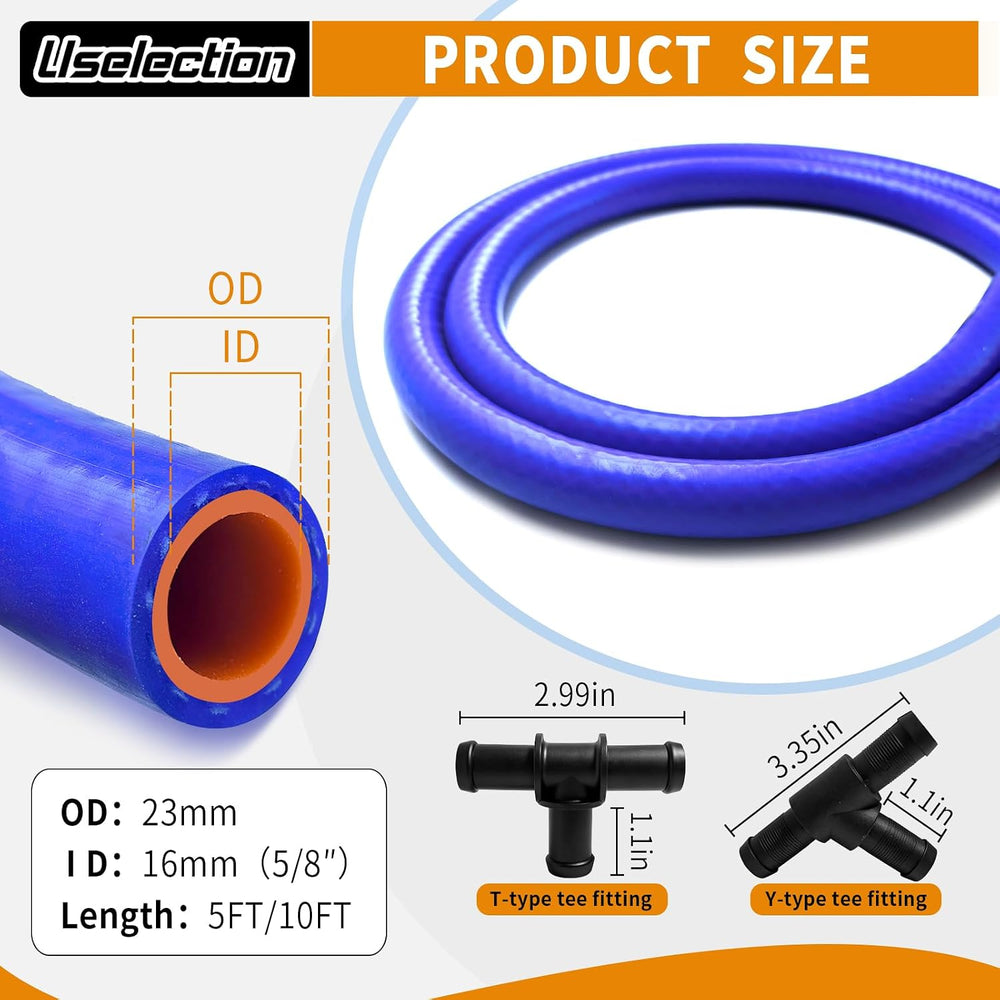 5/8" Silicone Heater Hose 10FT Kit Tee Y Coolant