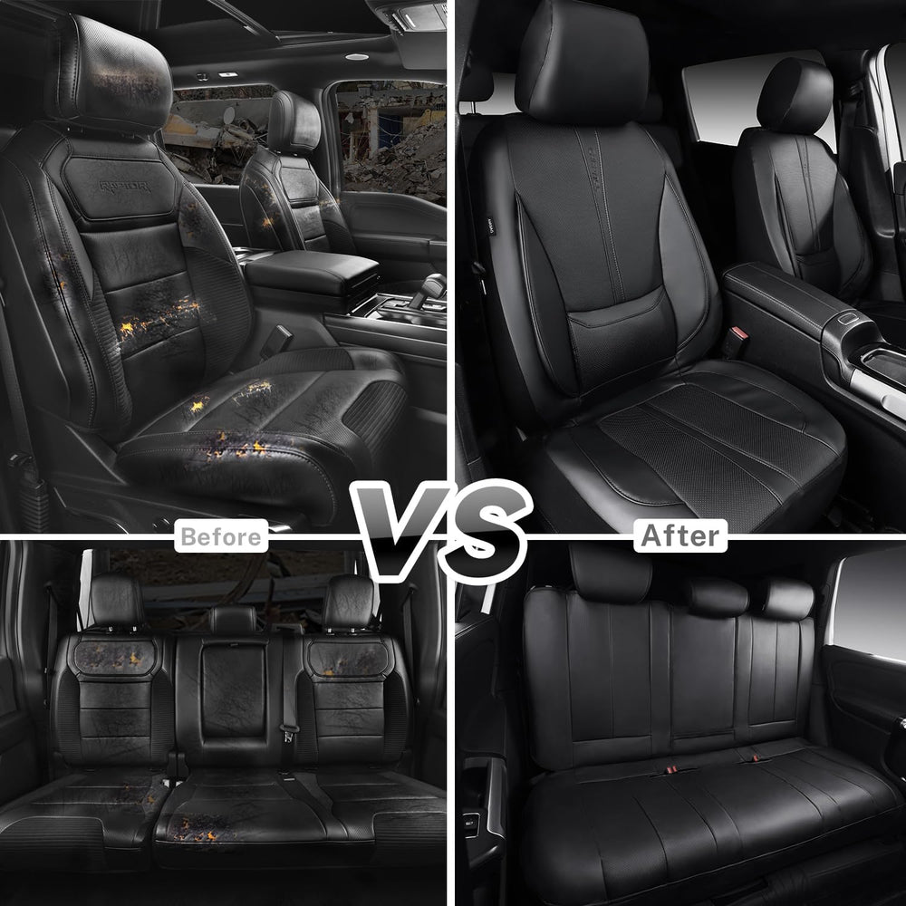CAR PASS Nappa Leather Car Seat Covers Full Set, Water Resistant 3D Foam Seat...