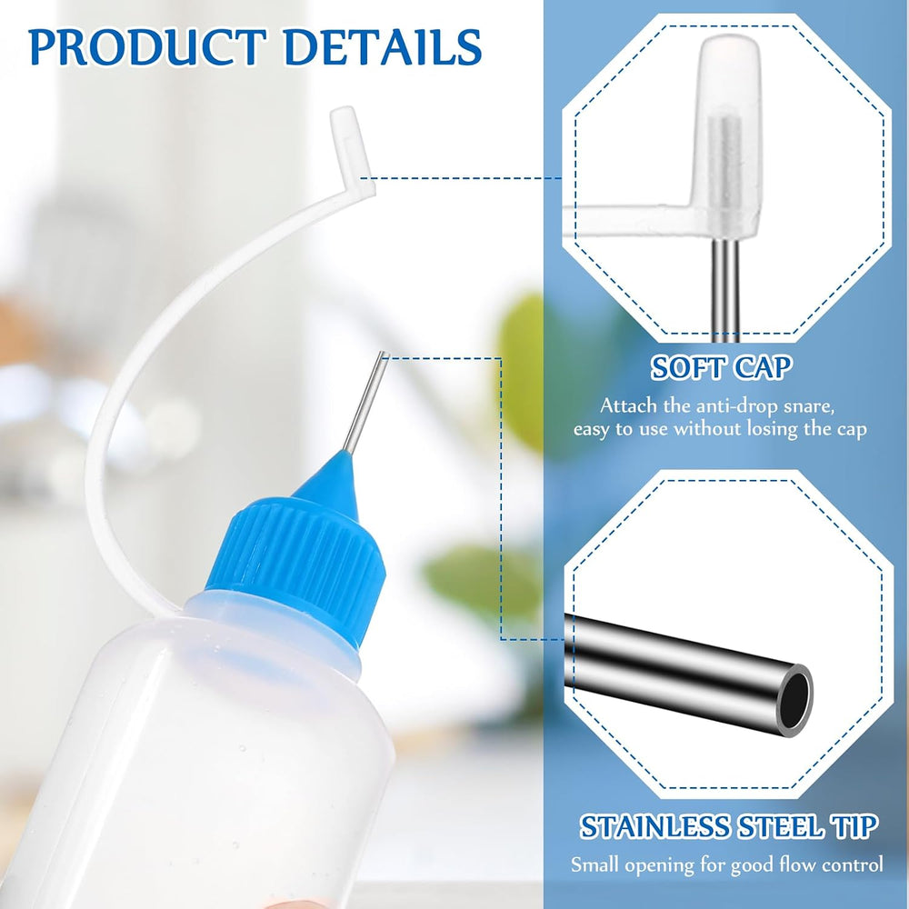 100 Pcs 30 Ml/ 1 oz Precision Needle Tip Glue Applicator Bottle, Multicolor