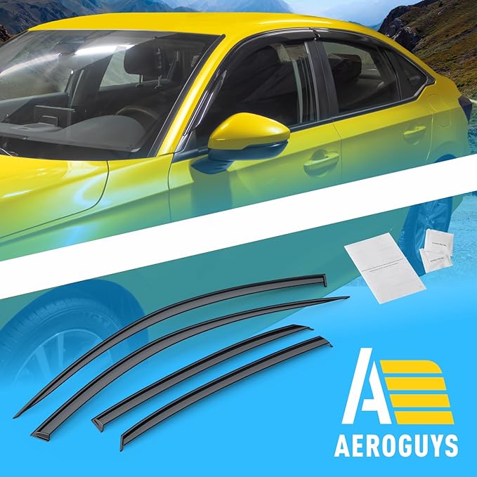 Extra Durable Window Deflectors Tape-On Window Visors Rain Guards Fit (4pcs)