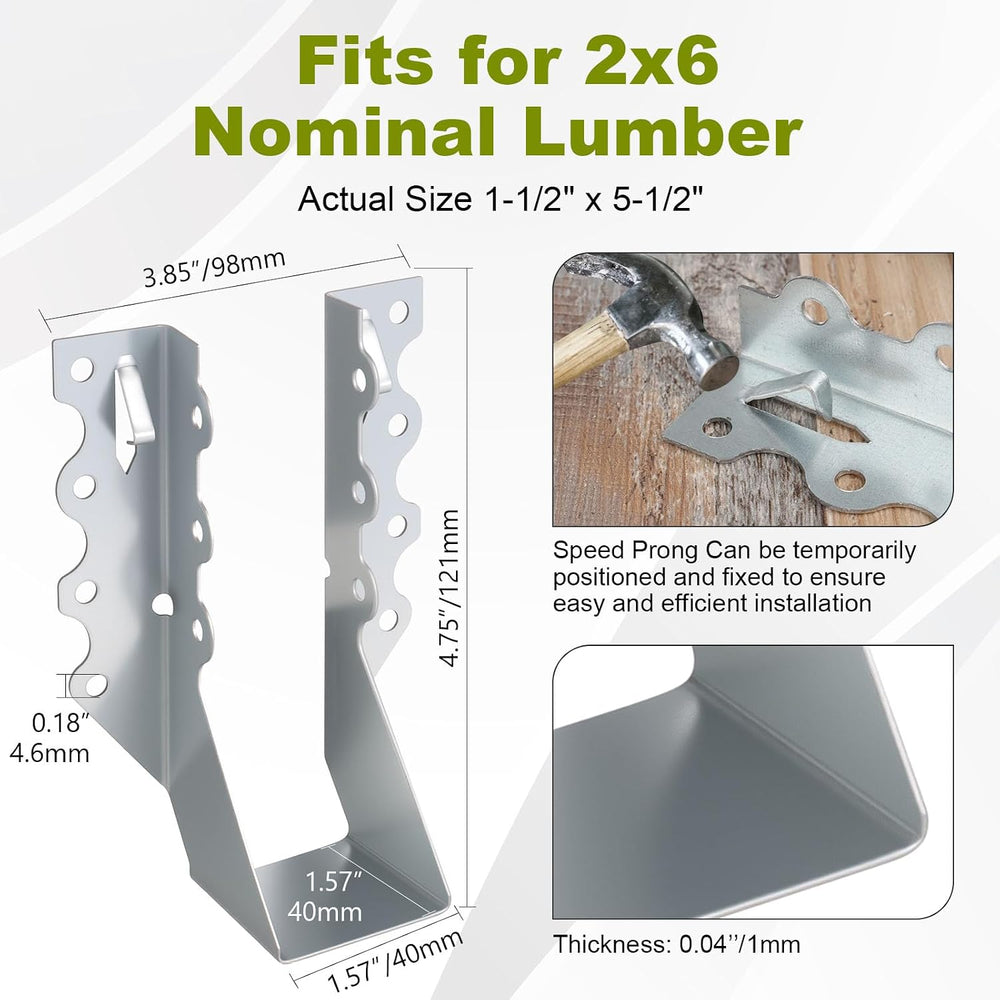 25 Pcs 2x6 Joist Hangers for Wood, 20 Gauge Galvanized Face Mount Joist Hange...