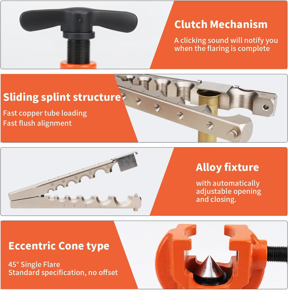 Flare Tool, HVAC Pipe Expander Tool, 45° Eccentric Type Flare Tool