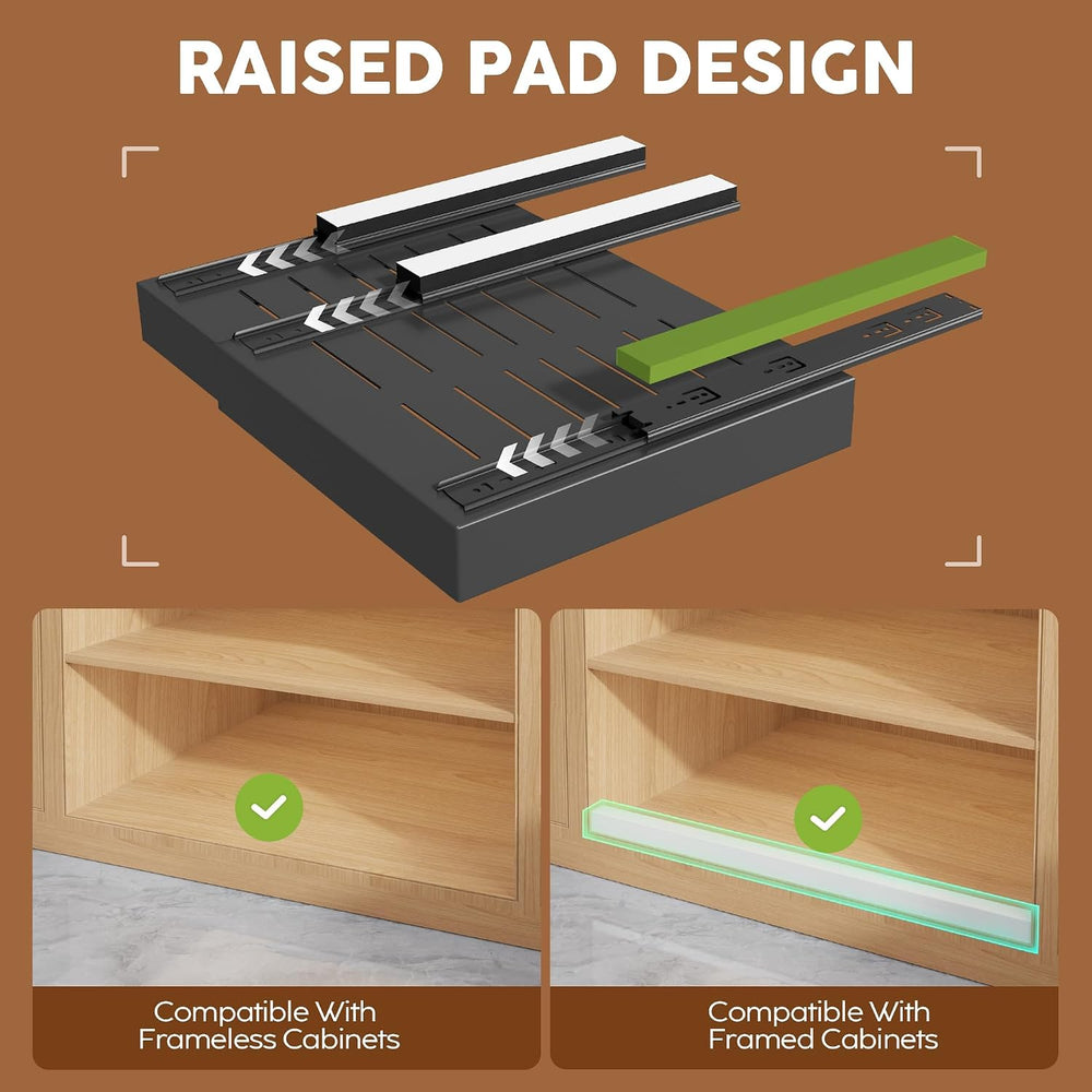 4 Pack Expandable Pull Out Cabinet Organizer 21"Deep With Raising Pad fo...