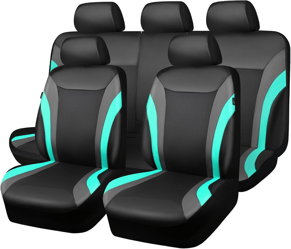 CAR PASS Leather Car Seat Covers Full Set,Waterproof Automotive Seat Covers f...