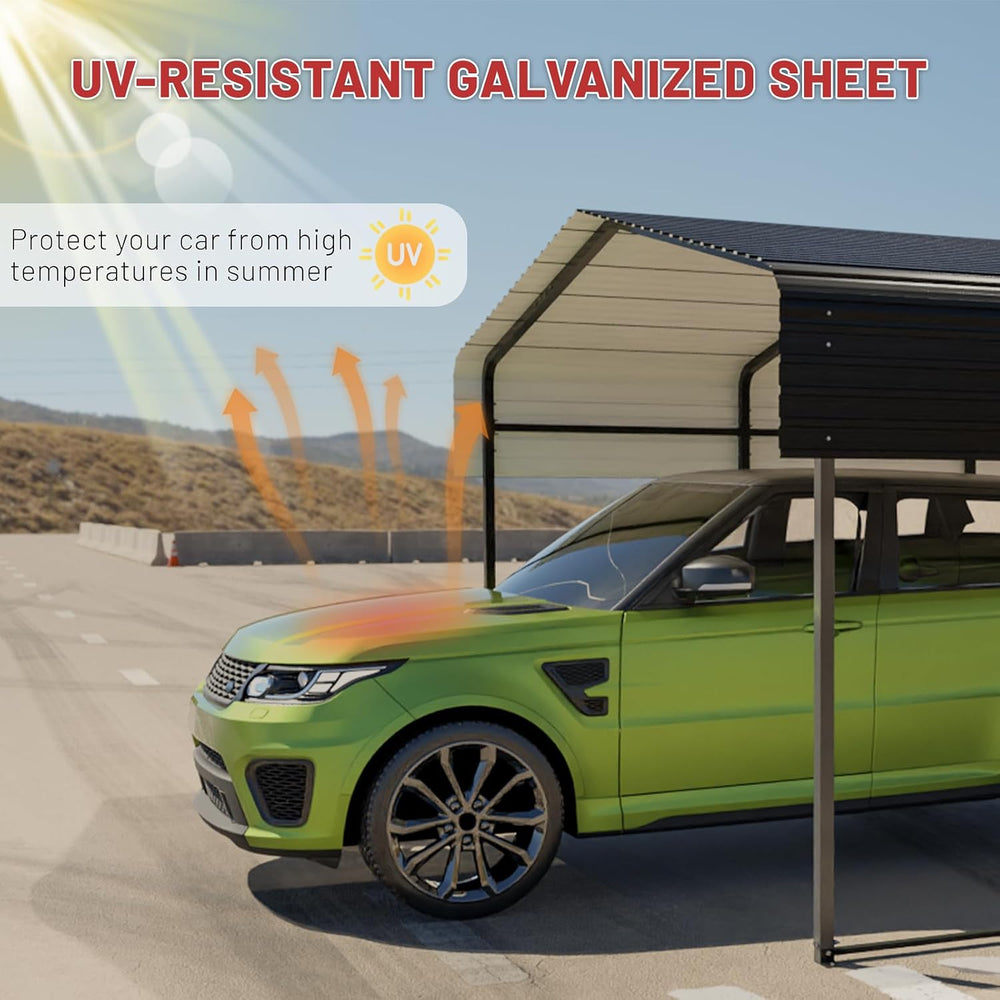 NUGRIART Metal Carport 10 x 15 FT with Heavy Duty Frame & Galvanized Stee...