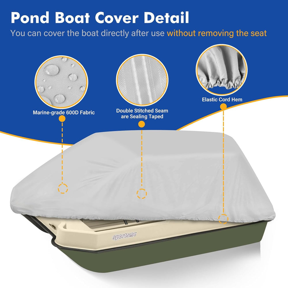 Pond Boat Cover for 8-10 ft Pond Prowler,Pelican Bass Raider,Gray