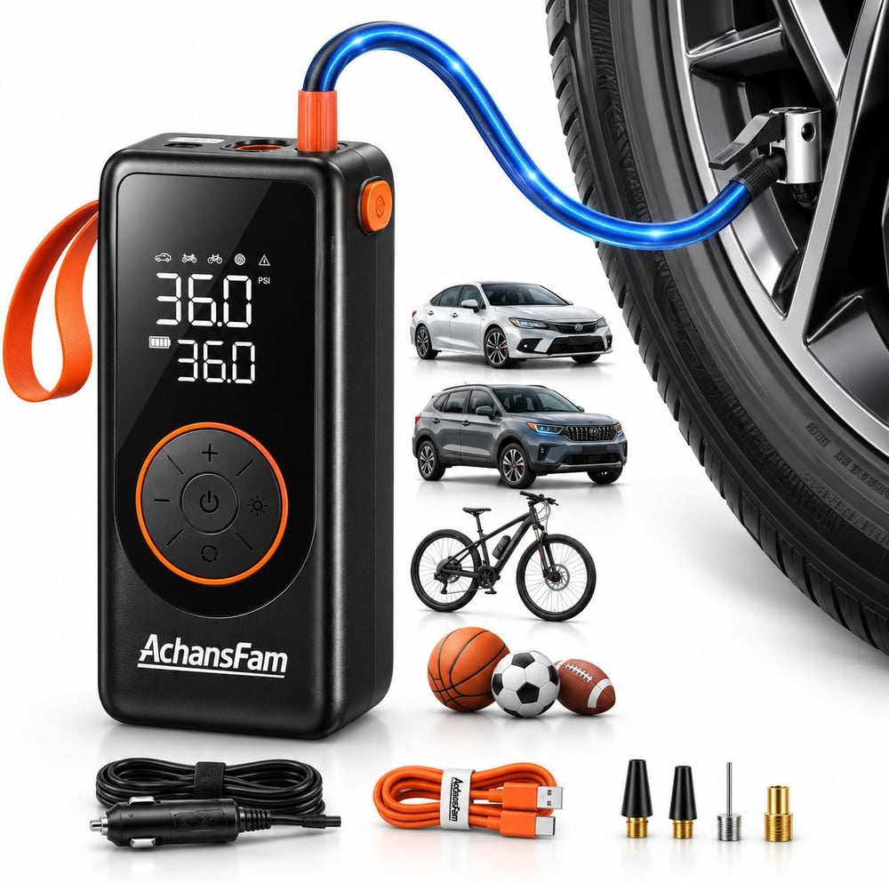 Portable Air Compressor, 48s Fast Inflation, Cordless with Dual Power Supply,...