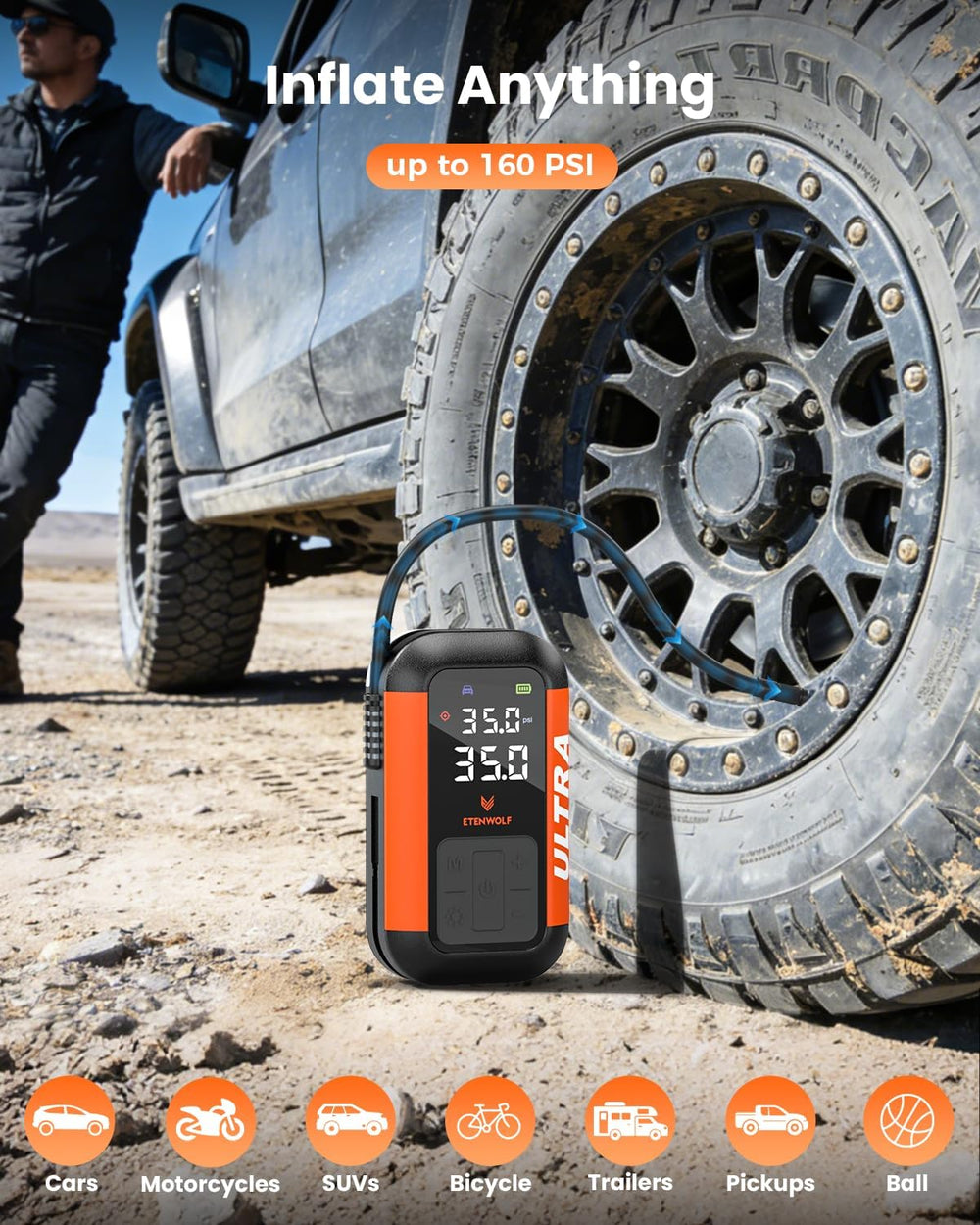 ETENWOLF Jump Starter with Air Compressor 3000A Car Battery Booster