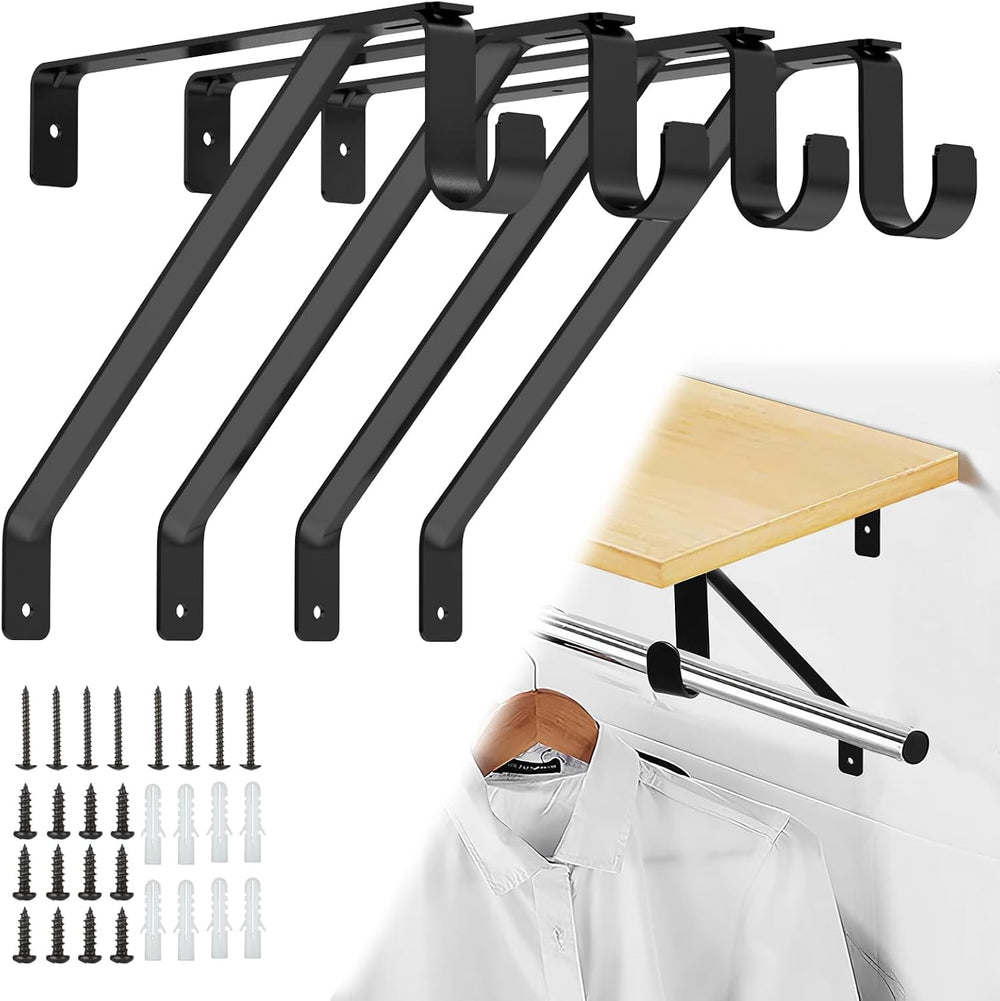 Pisman Heavy Duty Adjustable Closet Rod Bracket 4-Pack